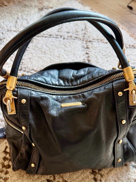 Rebecca Minkoff Handbags - Rebecca Minkoff Black Leather Shoulder Bag with Gold Hardware